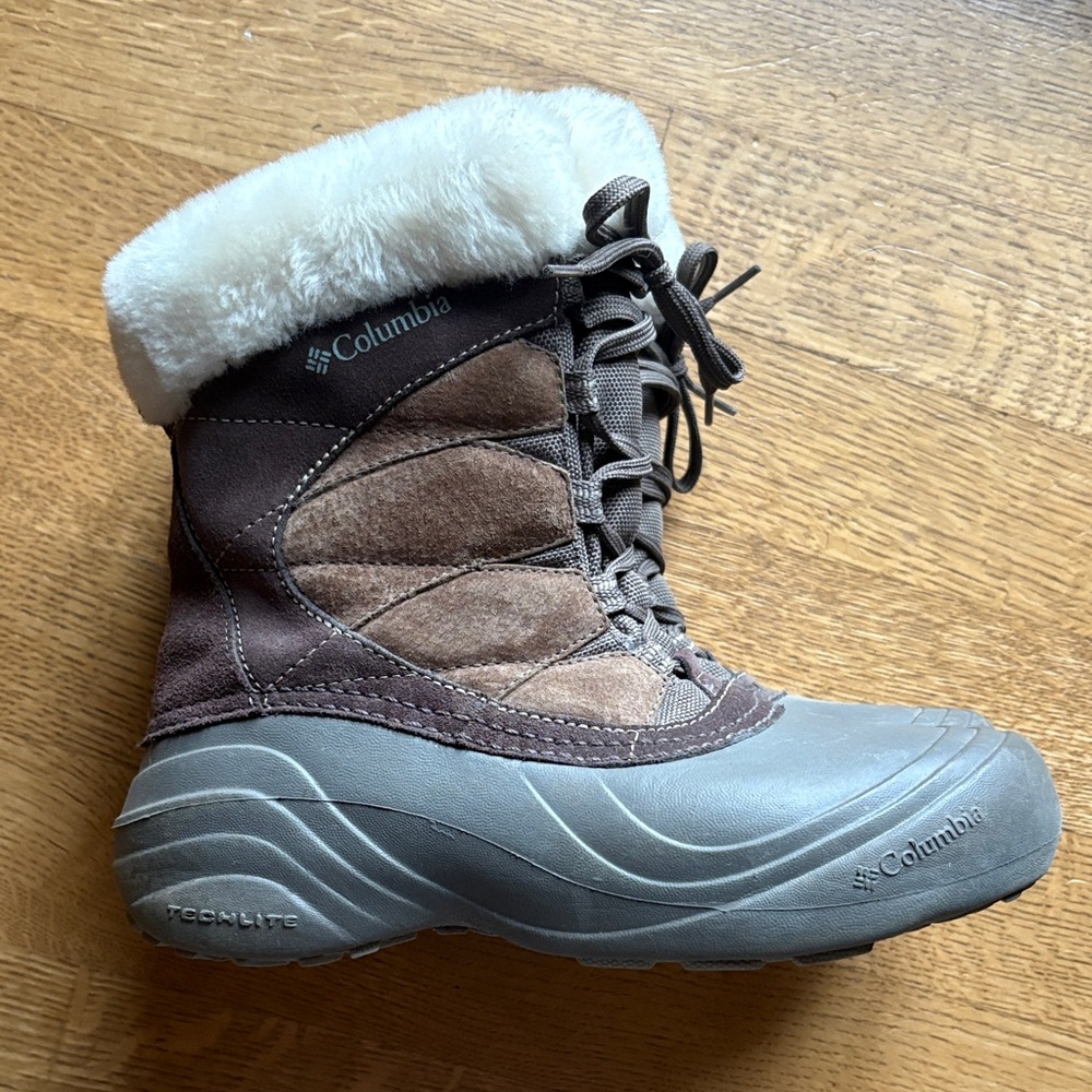 Columbia Women’s Sierra Summette Snow Boots w/ Fur Trim & Suede Size 8